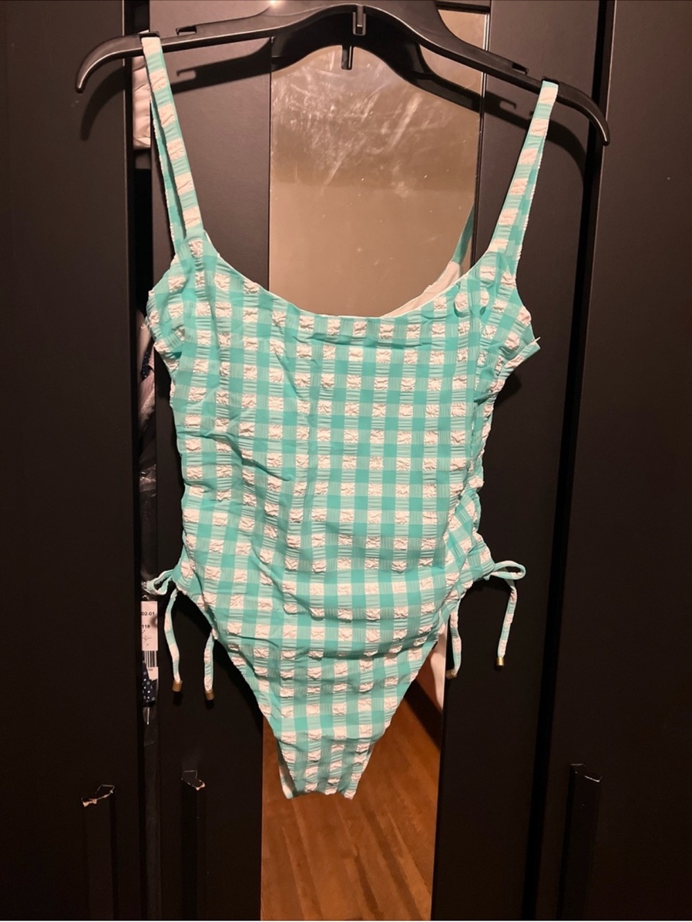 Vitamin A Aqua and White Gingham One-Piece Swimsuit